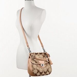 Coach Brown and Tan Shoulder Bag with Signature Style